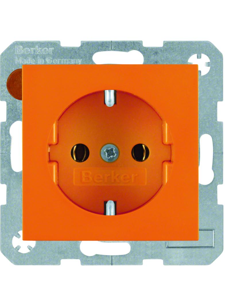 BERKER B.X/S.1 Gniazdo SCHUKO z uziemieniem samozaciski pomarańczowy 47438914 HAGER