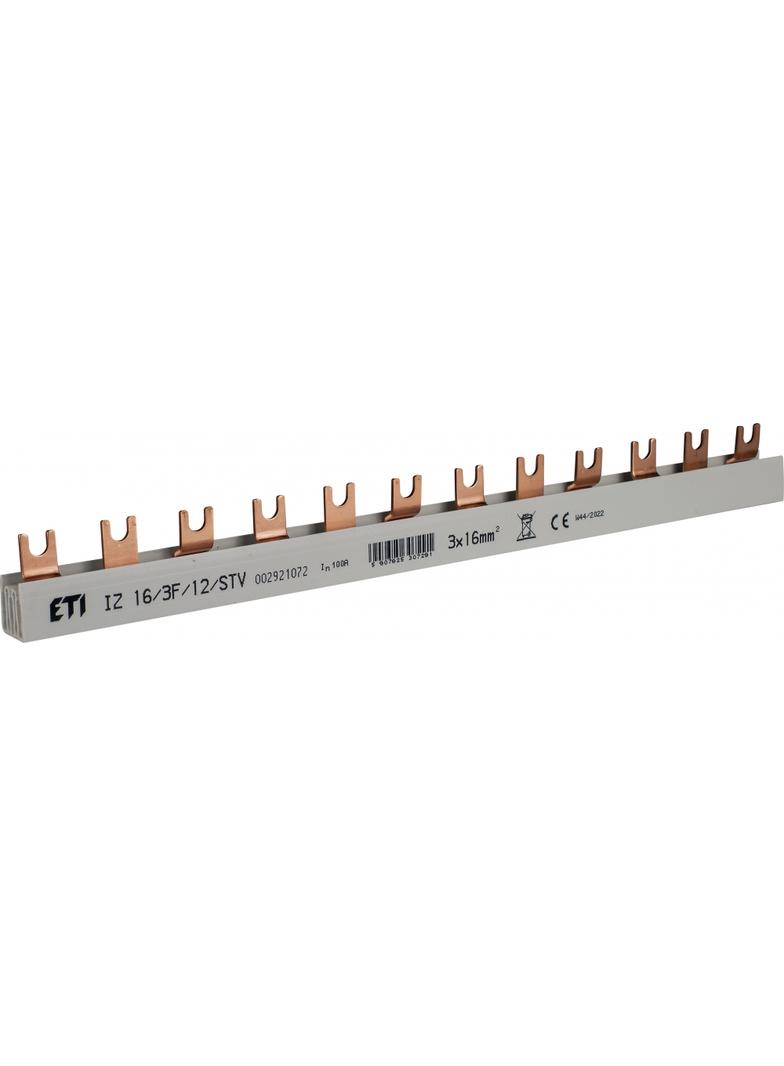 Szyna łączniowa widełkowa 3P 100A 16mm2 (12mod.) IZ16/3F/12/STV 002921072 ETI
