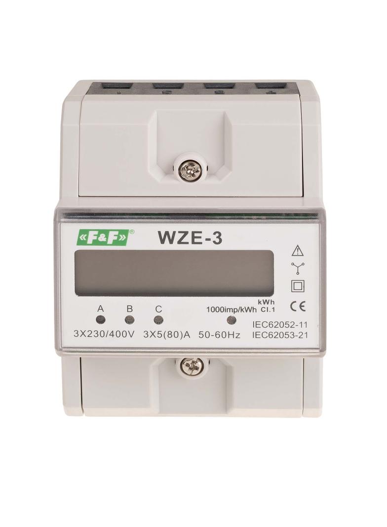 Trójfazowy licznik zużycia energii 80A MID WZE-3 F&F