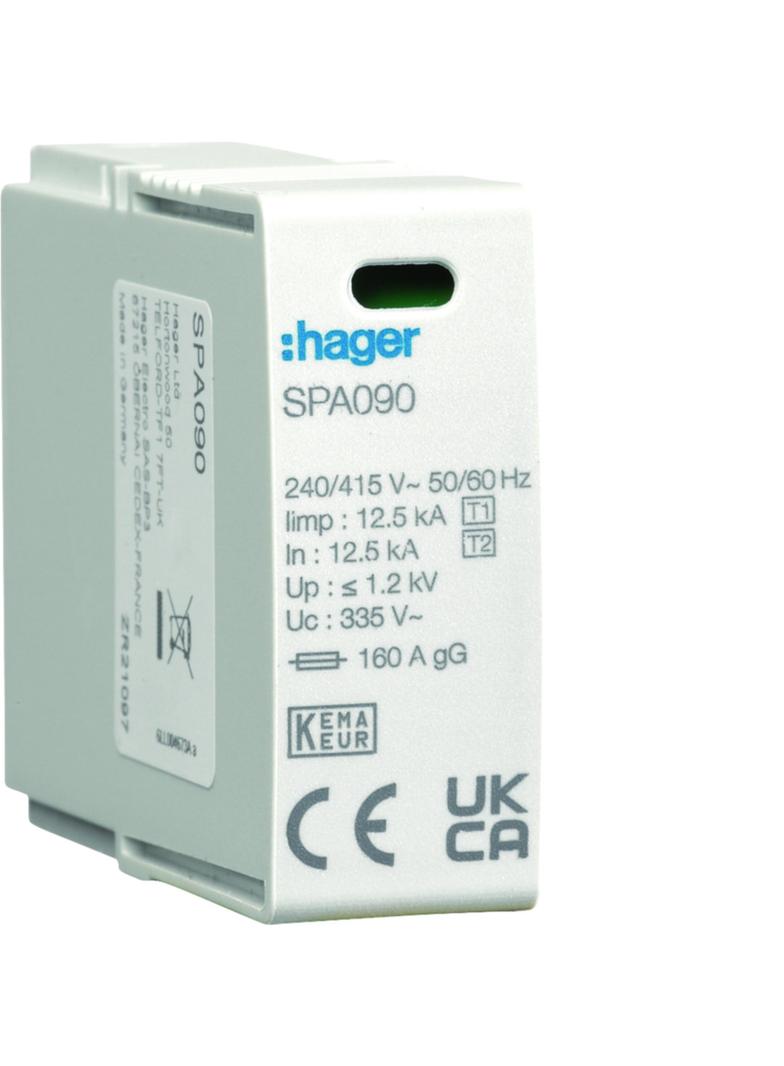 SPD Moduł T1+T2 MOV 1P L-N Iimp=12,5 kA In=12,5kA Imax=50kA Up?1,2kV SPA090 HAGER
