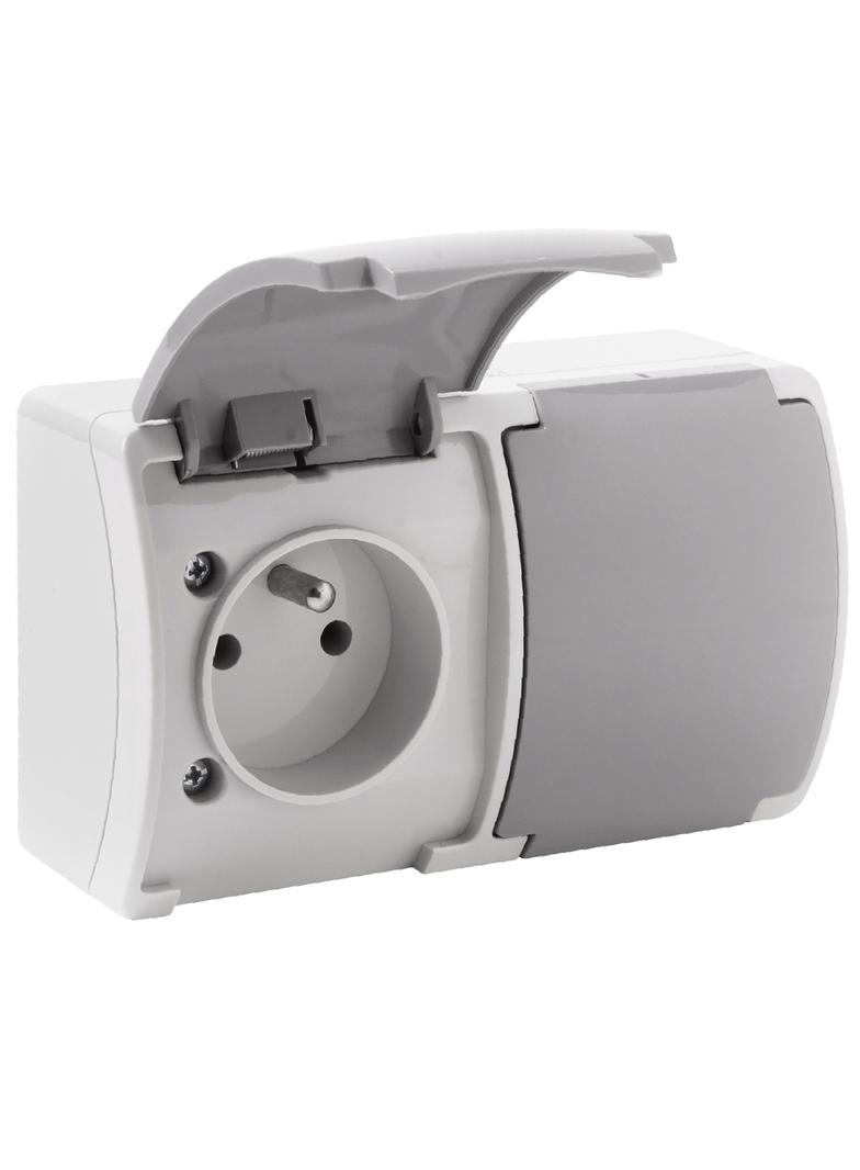 Gniazdo podwójne AQUATIC IP44 szary-grafit 10 szt. OR-OE-7106/GR/10 ORNO