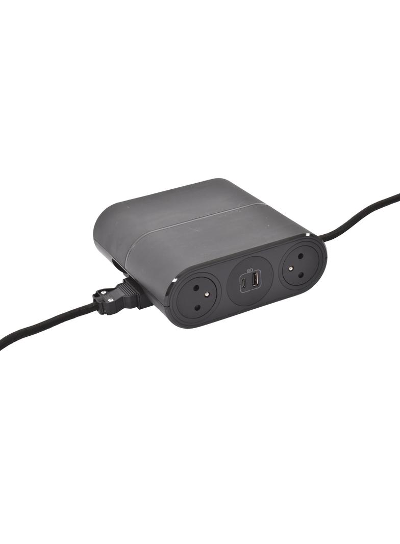 INCARA: LINK'ON - 4X2P+Z / 2XUSB A+C / ZŁĄCZE WIELAND - 2,5 M-CZARNY, Legrand