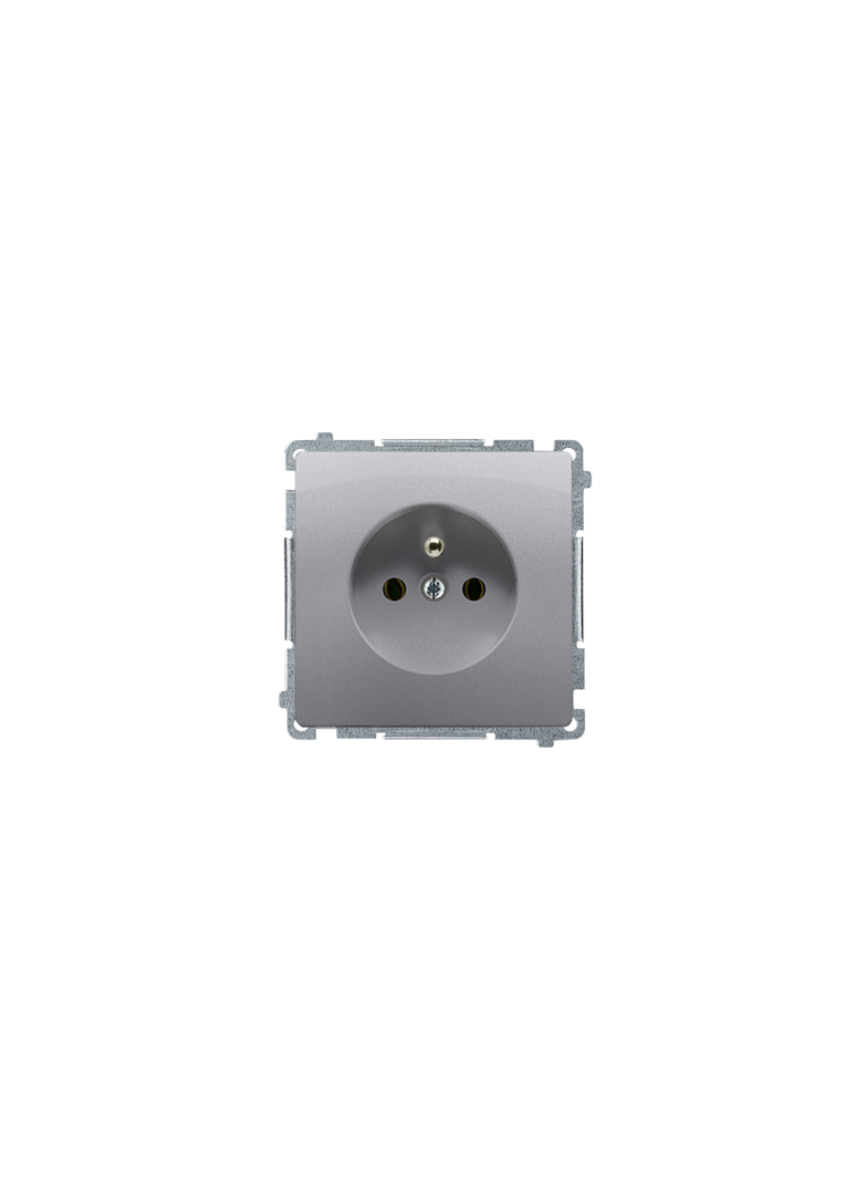 Simon Basic Gniazdo wtyczkowe z uziemieniem z przesłonami torów prądowych 16A 250V zaciski śrubowe stal inox BMGZ1Z.01/21 BMGZ1z.01/21 KONTAKT