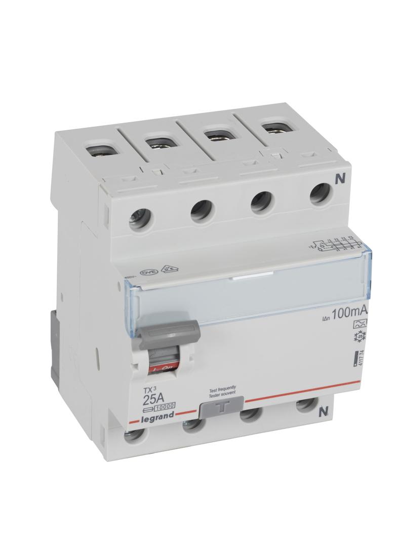 WYŁĄCZNIK RÓŻNICOWOPRĄDOWY P 304 4P 25A 100MA TYP A SERII TX3, Legrand