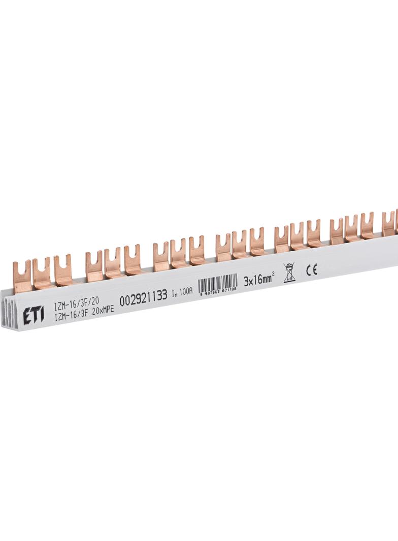Szyna łączeniowa widełkowa 3P 100A 16mm2 (60mod.) IZM-16/3F 20xMPE 002921133 ETI
