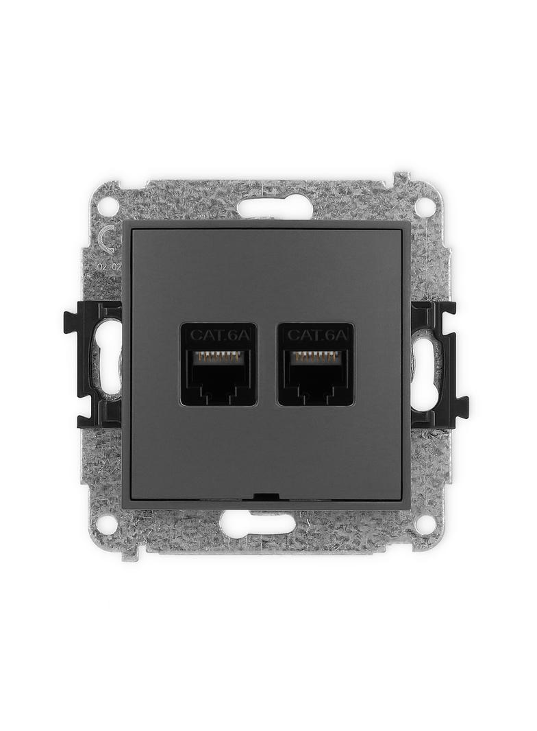 ICON Mechanizm gniazda komputerowego podwójnego 2xRJ45, kat. 6A, 8-stykowy, bez pola opisowego grafi