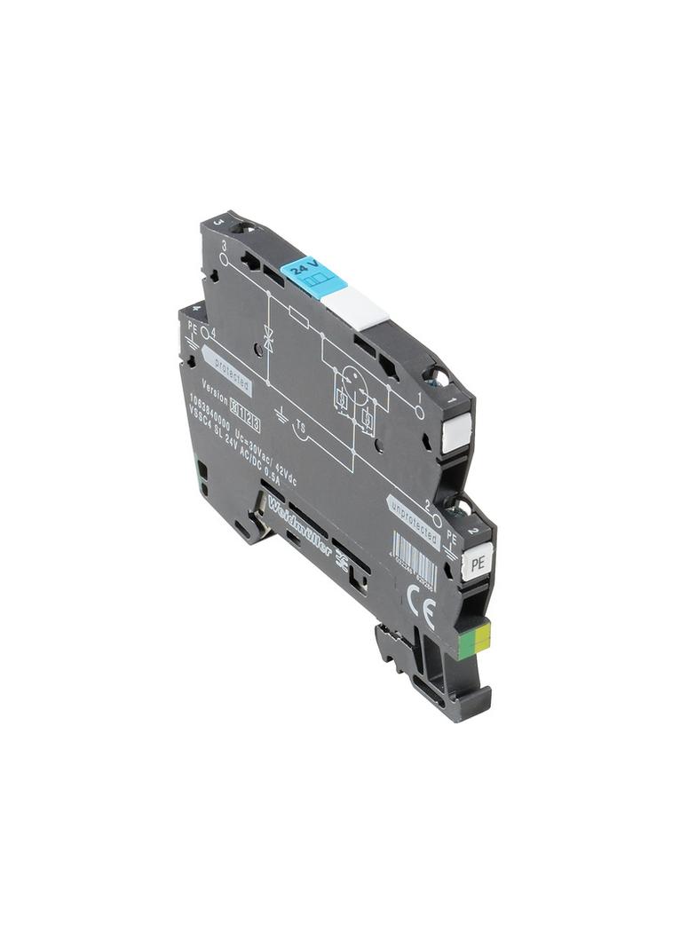 VSSC4 SL 24VAC/DC 0.5A Odgromnik (sieci przesyłu danych/technologia MCR), Ochrona przeciwprzepięciowa, MSR, Cyfrowe, Liczba sygnałów: 1, AC/DC, 24 V, 34 V, 500 mA, Zacisk /10szt. 1063840000 WEIDMÜLLER