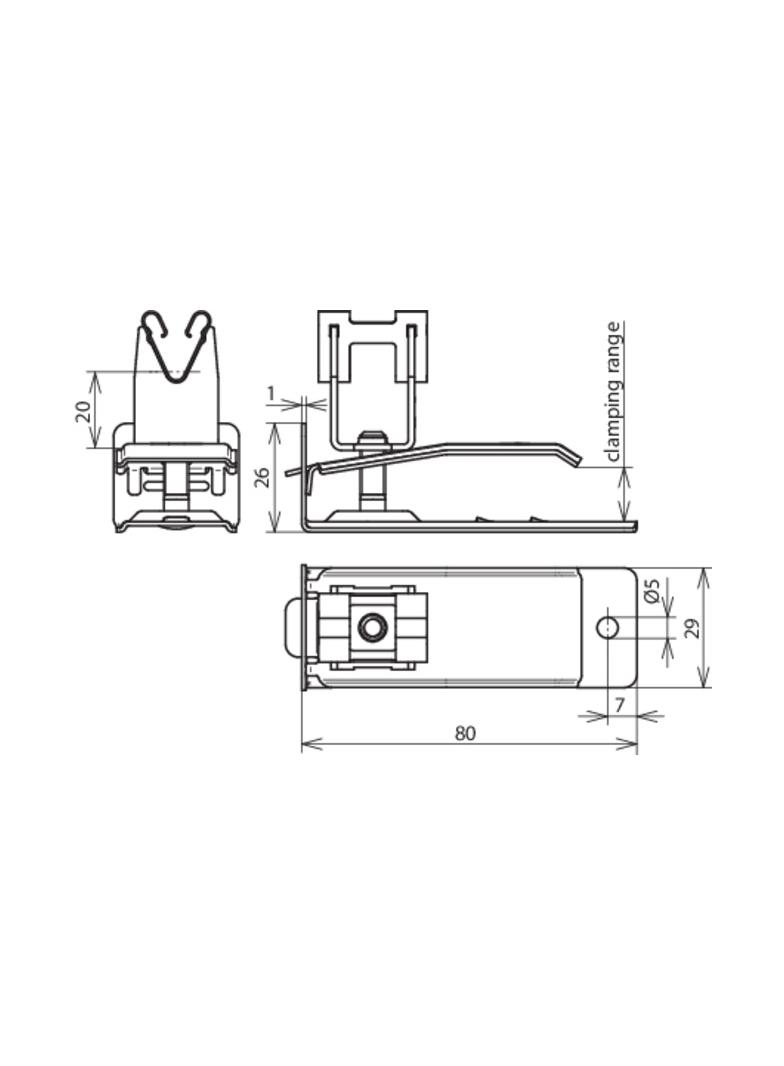 Wspornik dachowy do płytek dach. 8-18 mm, stal nierdzewna NIRO