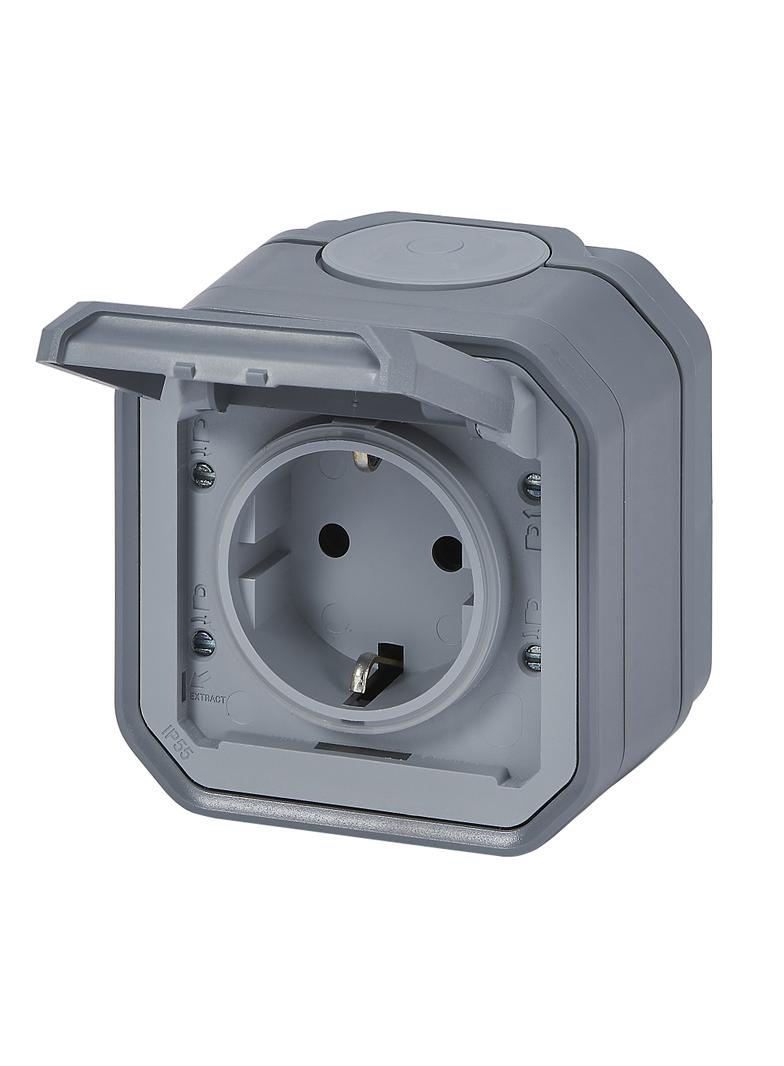 NOWE PLEXO - GN. SCHUKO 2P+Z ZACISKI AUTO KOMPLET NATYNKOWY 16 A-250V SZARE 069730L LEGRAND