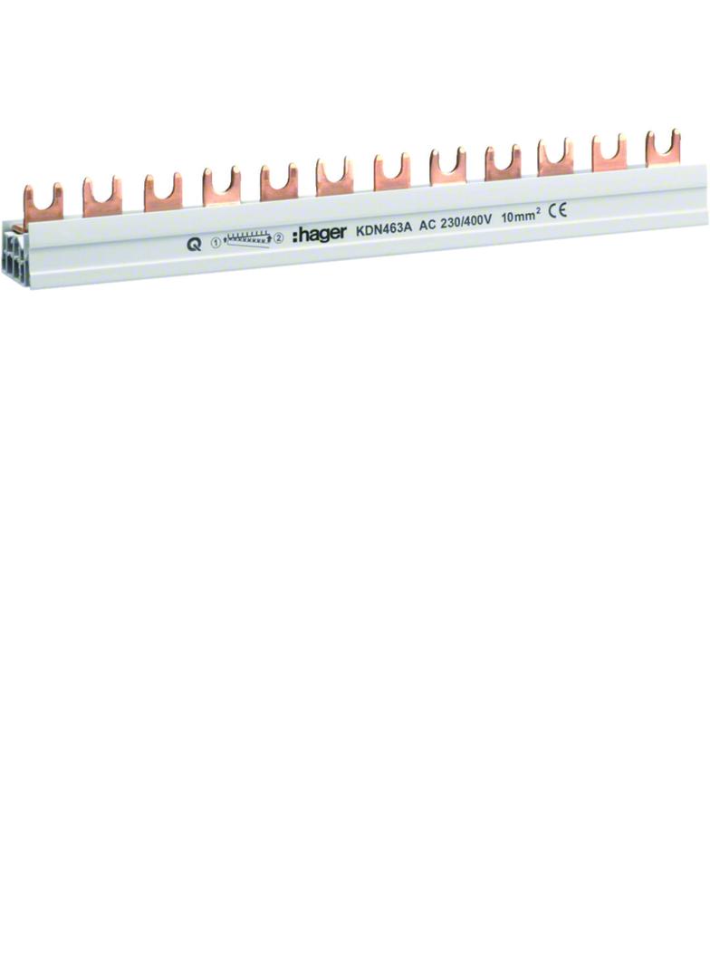 Szyna grzebieniowa widełkowa pozioma 4P 10mm2 12M KDN463A HAGER