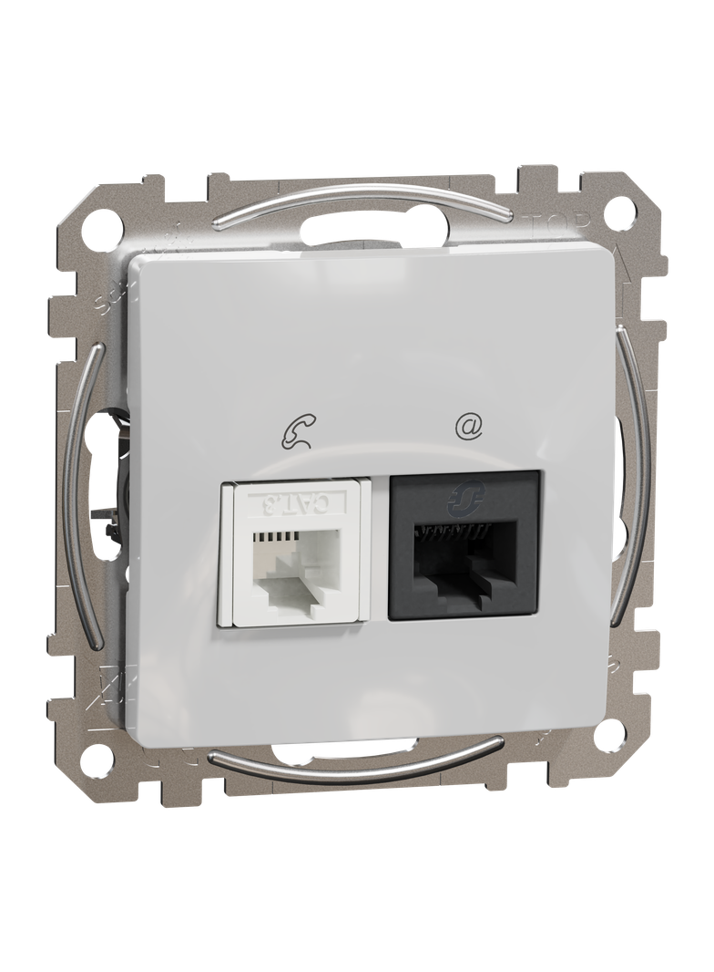 Sedna Design & Elements Gniazdo komputerowe-telefoniczne kat. 6 UTP srebrne aluminium SDD113468 Schneider