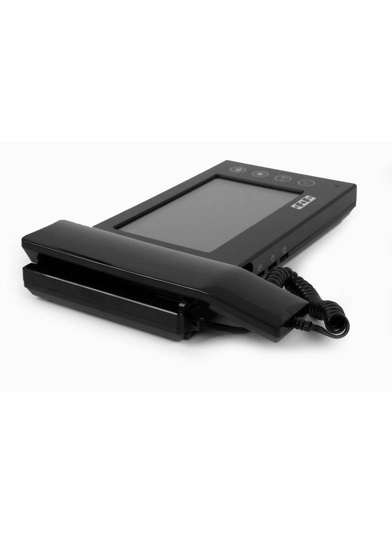 Monitor czarny ze słuchawką