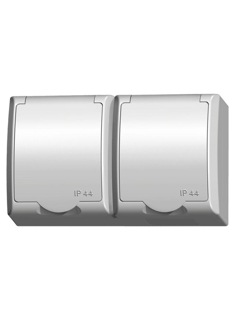 FALA Gniazdo podwójne z uziemieniem schuko z przesłonami torów prądowych wieczko w kolorze wyrobu -