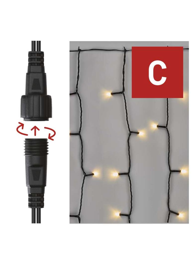 Lampki choinkowe łączone Standard kurtyna 100LED 1x2 m ciepła biel IP44 timer D1EW01 EMOS