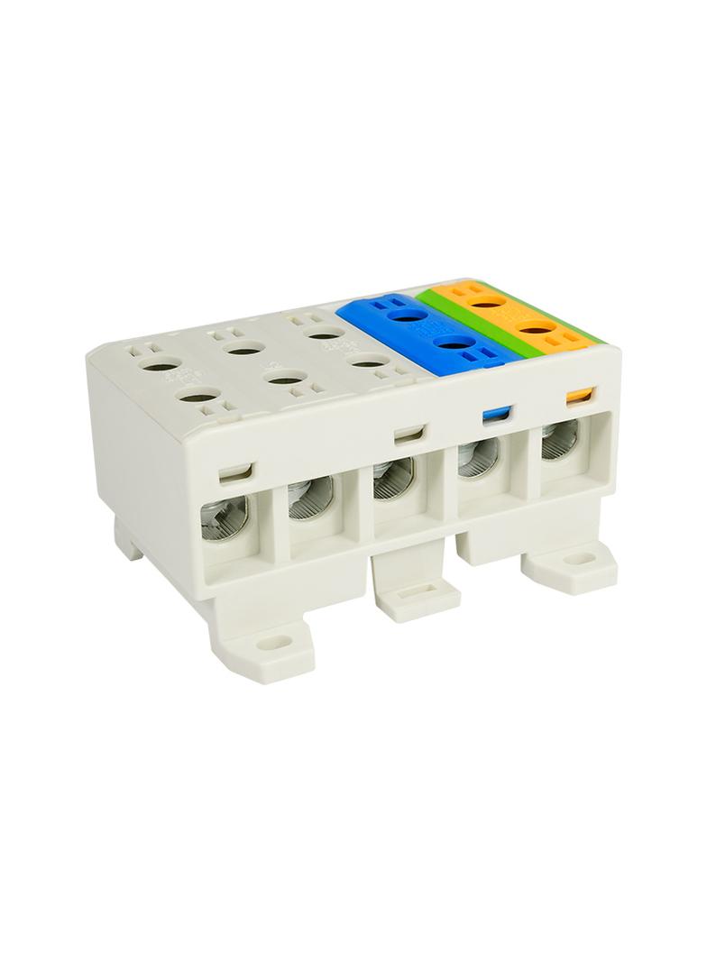 Złączka przelotowa gwintowana na szynę AL/CU 120A 5x(2,5-35)mm2 WLZ35/5x35/sssnz 3x szary niebieski zielony 48.35535 OPATÓWEK