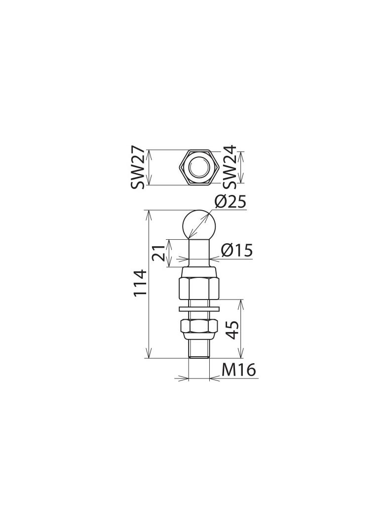 Punkt mocowania kulowy fi 25 mm prosty