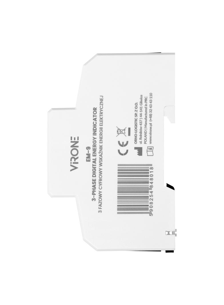 3-fazowy cyfrowy wskaźnik zużycia energii elektrycznej, 100A, 4 moduły, DIN TH-35mm