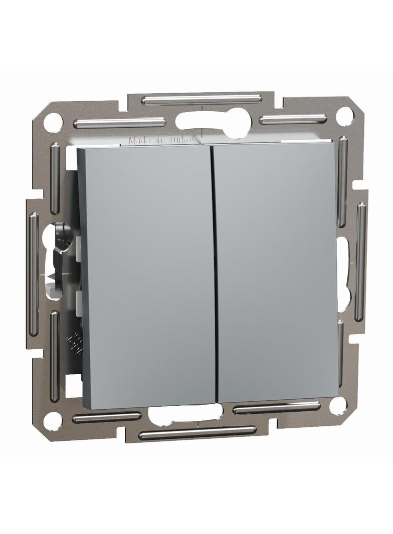 Asfora, łącznik podwójny schodowy, bez ramki, stal