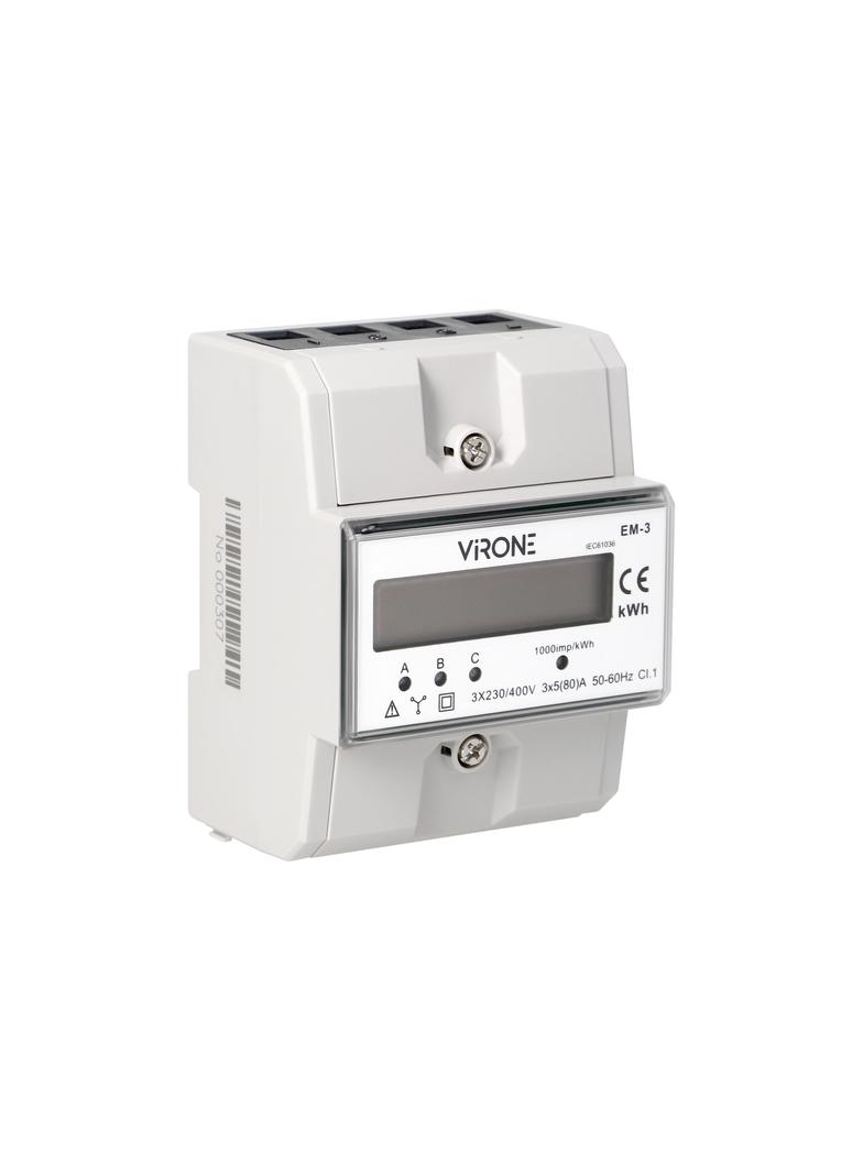 3-fazowy wskaźnik zużycia energii elektrycznej 80A 3 moduły DIN TH-35mm EM-3 ORNO