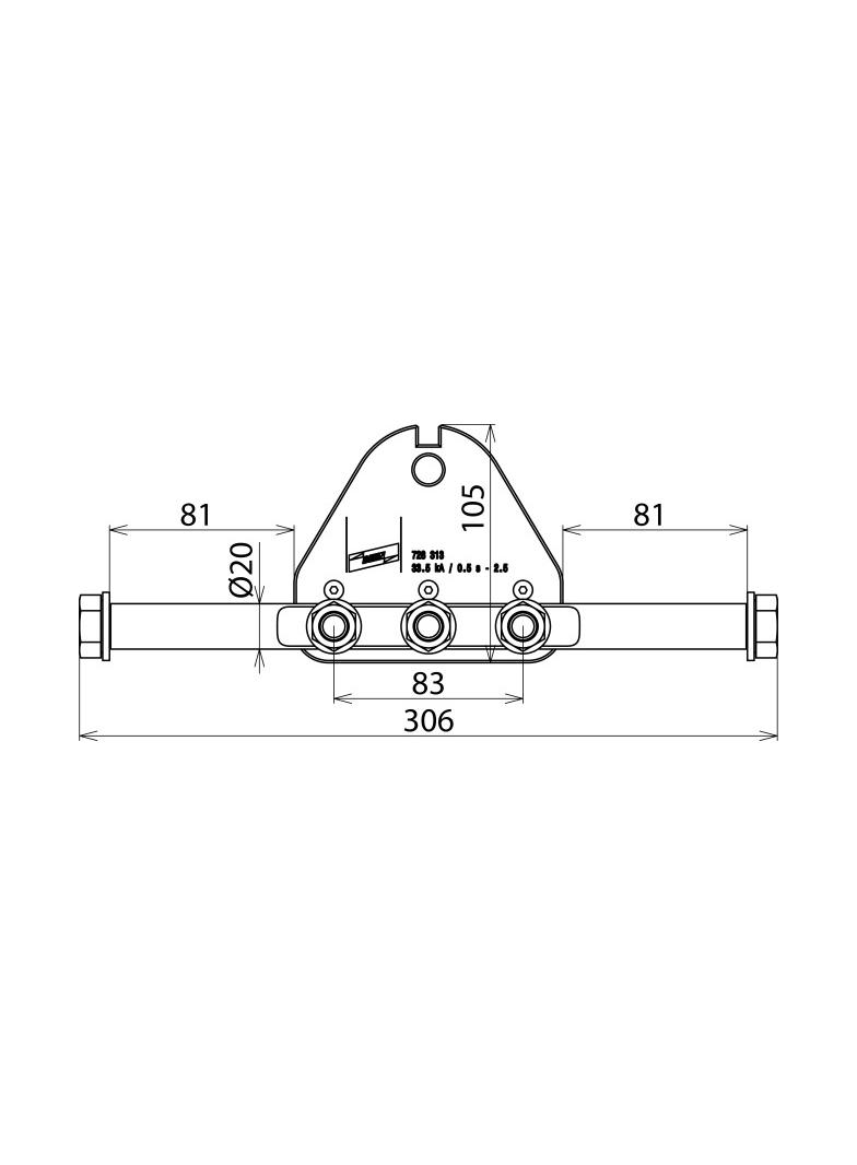 Płyta 3-biegunowa do podłączania zacisków fazowych uziemiacza, dł. 285 mm