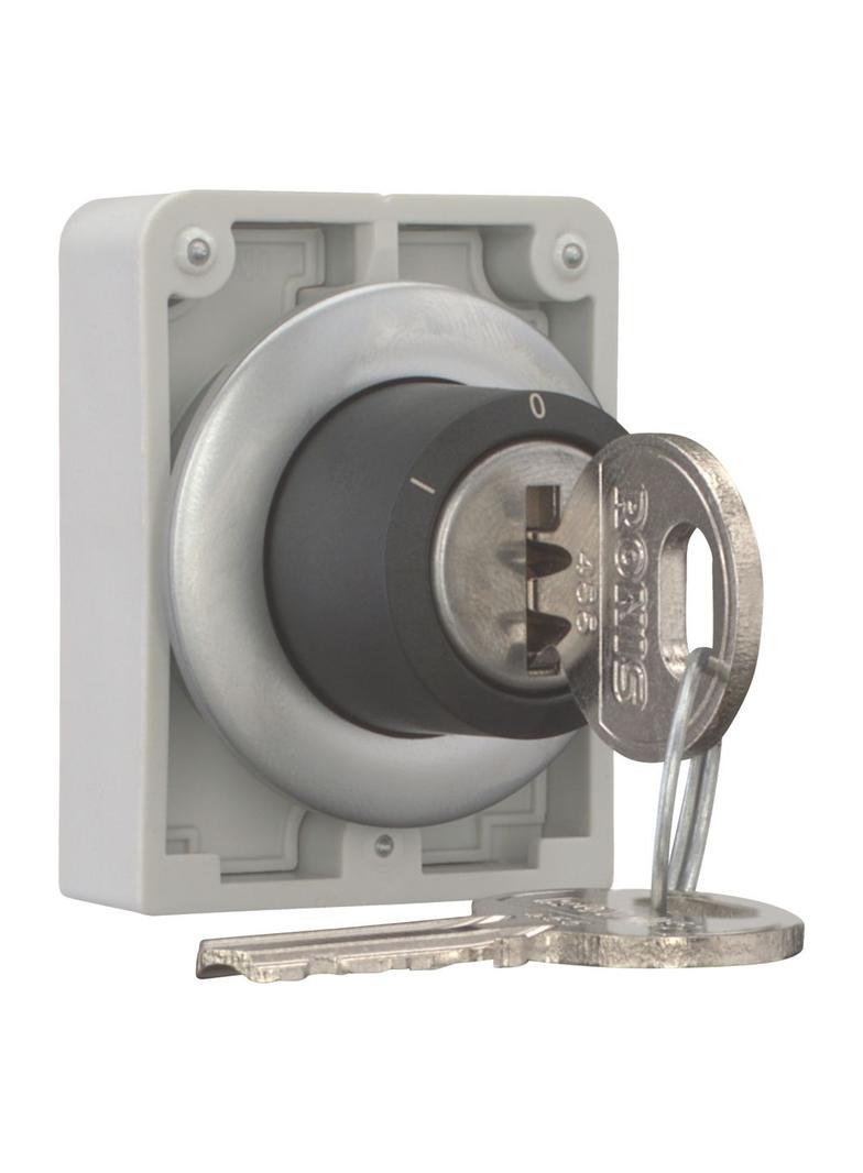 M30C-FWRS3-RS-A1 Przełącznik kluczykowy 30mm 3 położeniowy bez samopowrotu zamek Ronis kluczyk wyj.