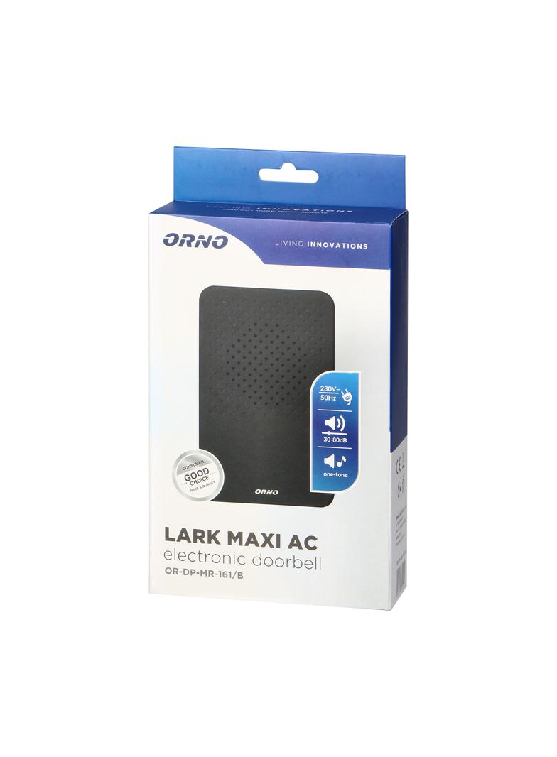 Dzwonek elektroniczny jednotonowy LARK MAXI AC 230V czarny OR-DP-MR-161/B ORNO