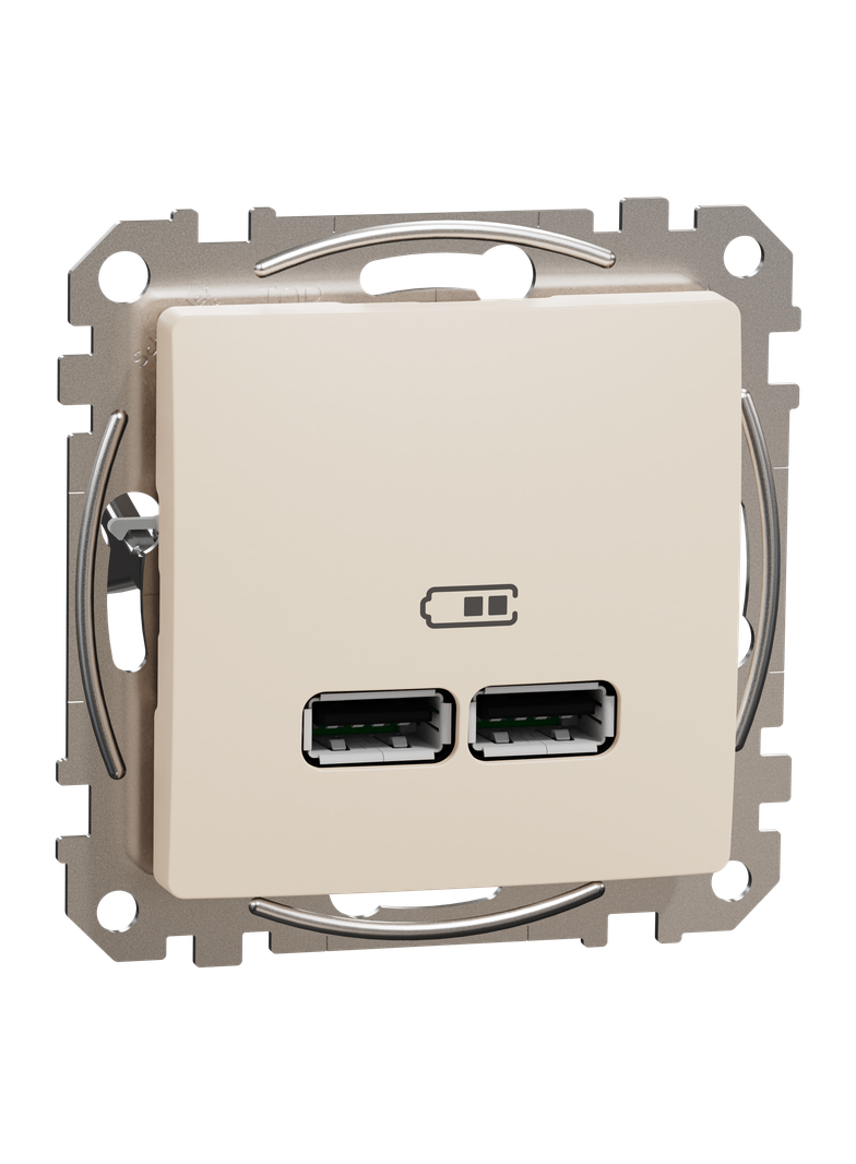 Sedna Design & Elements, gniazdo ładowania USB A+A 2,1A, beżowe