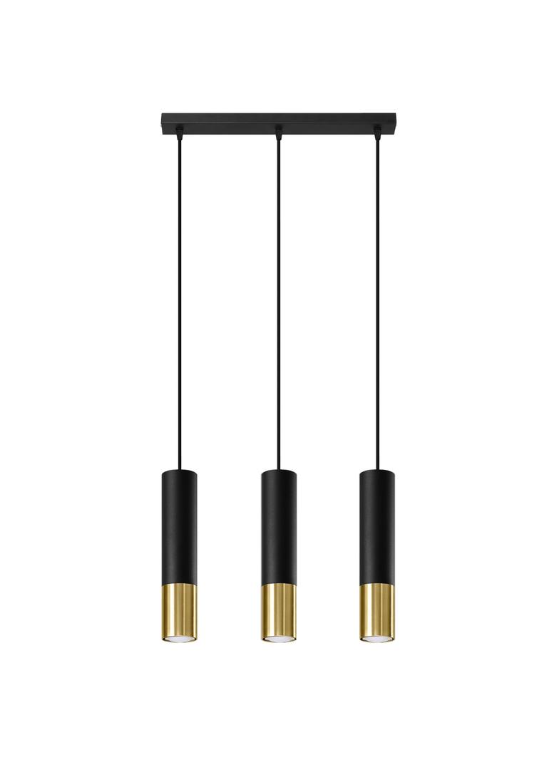Sollux Lampa wisząca LOOPEZ 3L czarny/złoty SL.0954
