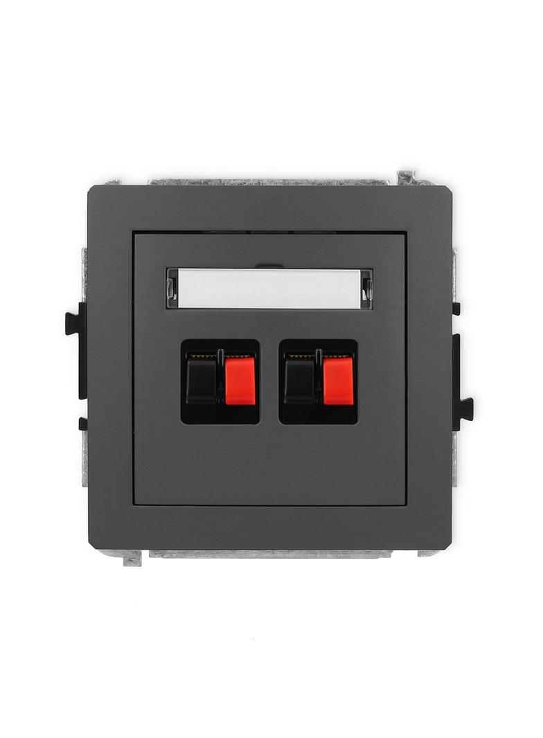 DECO Mechanizm gniazda głośnikowego podwójnego grafitowy mat