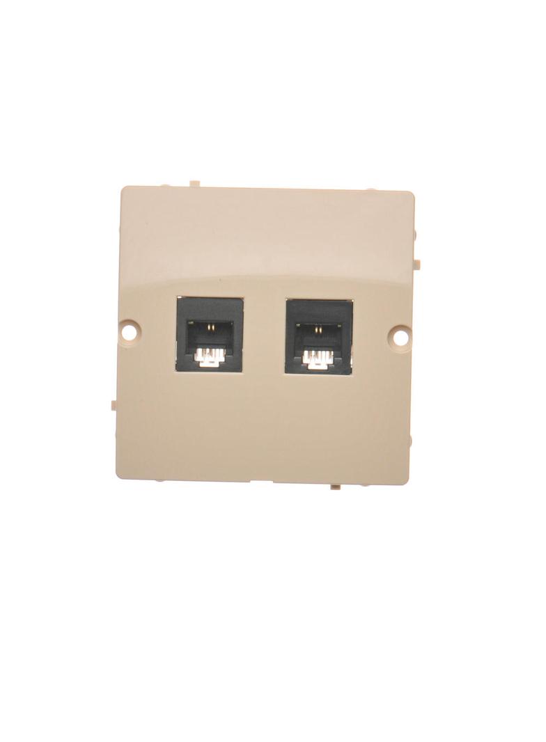 Simon Basic Gniazdo telefoniczne RJ11 podwójne Montaż gniazda na wkręty do puszki beż