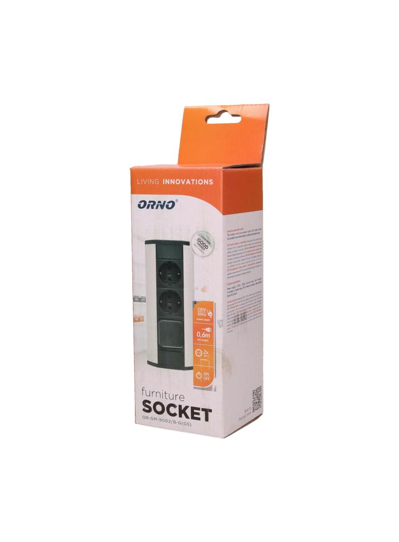 Gniazdo meblowe 2x2P+Z z wyłącznikiem, schuko, czarno-srebrne OR-GM-9002/B-G(GS) ORNO