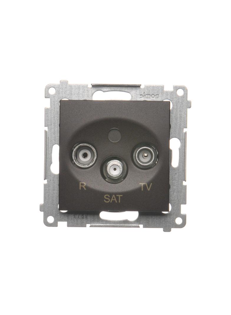 Simon 54 Gniazdo antenowe R-TV-SAT przelotowe brąz mat DASP.01/46 KONTAKT
