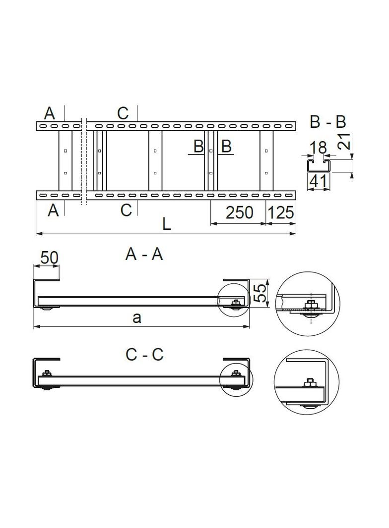 DDMC700H55/3 Drabina 2,0 mm