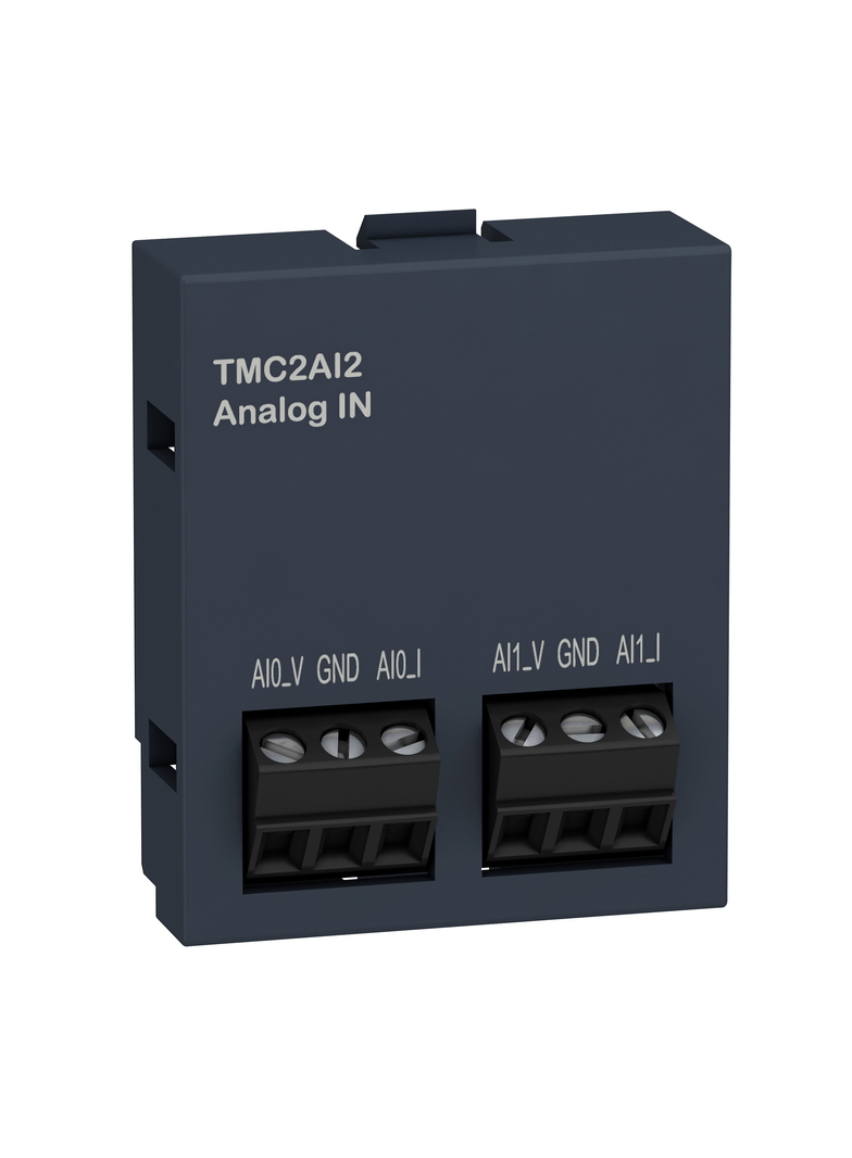 Modicon M221, kaseta we/wy, 2 wejścia analogowe prądowe/napięciowe, zaciski śrubowe