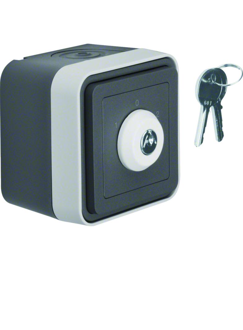 BERKER W.1 Łącznik na klucz z zamkiem klucz w 3 pozycjach kompletny IP55 szary 32723515 HAGER