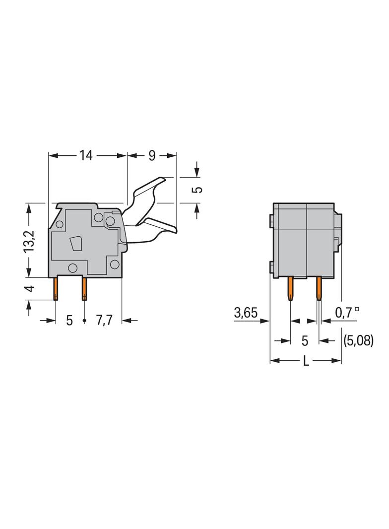 listwa zaciskowa do pł. drukowanych 3-torowa szara raster 5/5,08 mm
