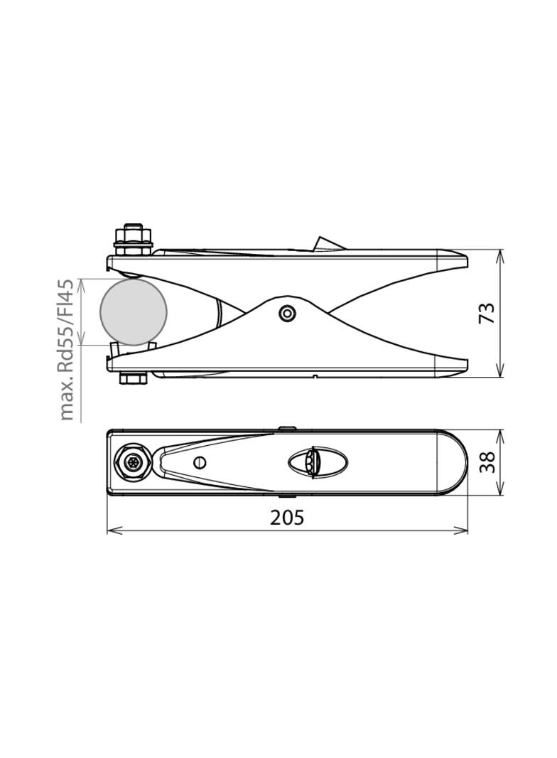 Cęgi uziemiające dł. 205 mm, stal nierdzewna NIRO