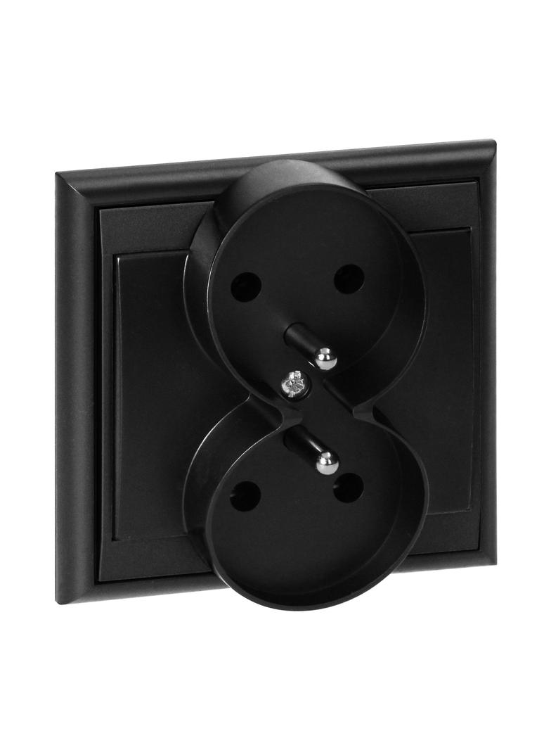 Gniazdo podwójne podtynkowe 2x2P+Z Luna, 16A, 250V, PT-6LR, czarny
