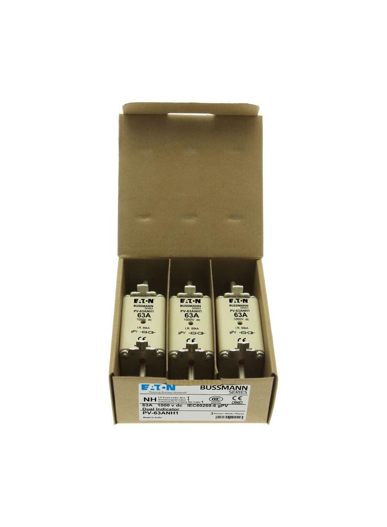 PV-63ANH1 Wkładka PV NH 63A 1000V DC PV rozmiar 1 podwójny wskaźnik PV-63ANH1 EATON