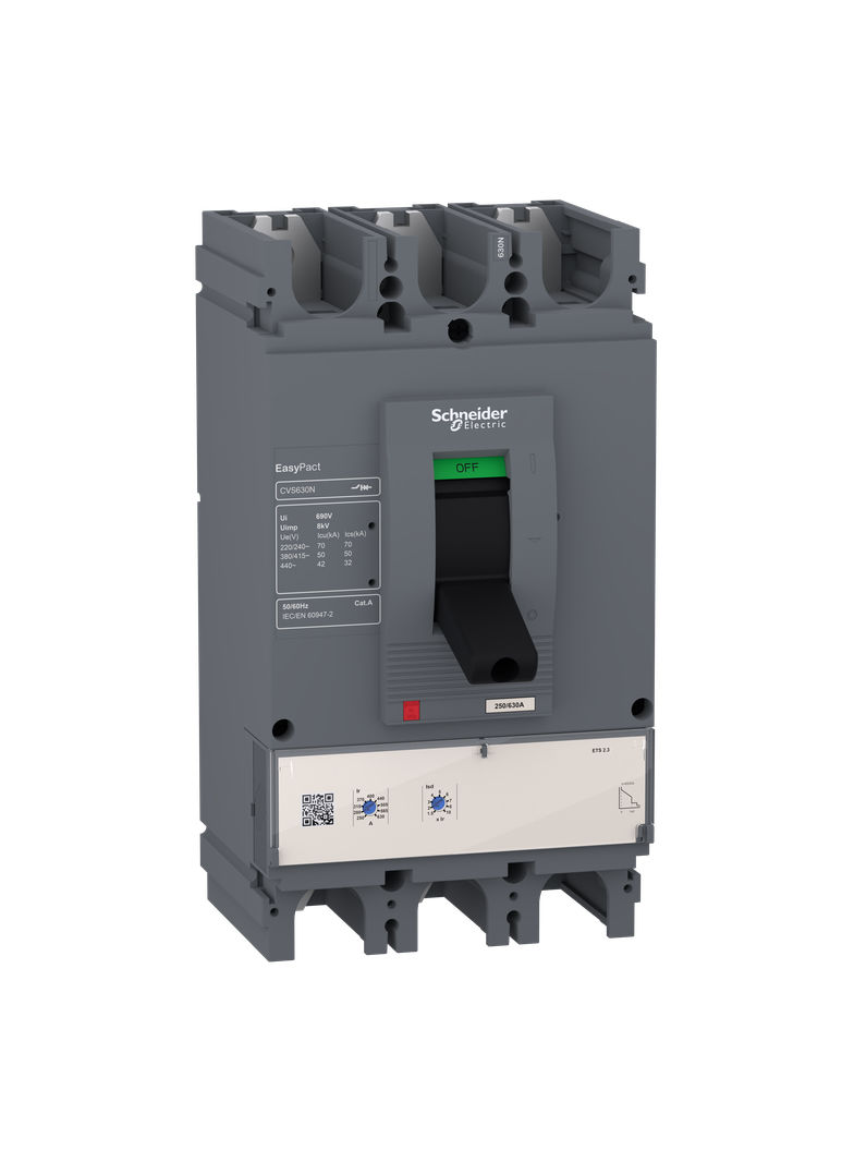 Compact CVS, wyłącznik 50kA , wyzwalacz elektroniczny ETS2.3 630A 3P