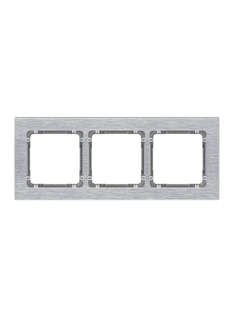 "DECO Ramka potrójna - aluminium szczotkowane (ramka: srebrna
