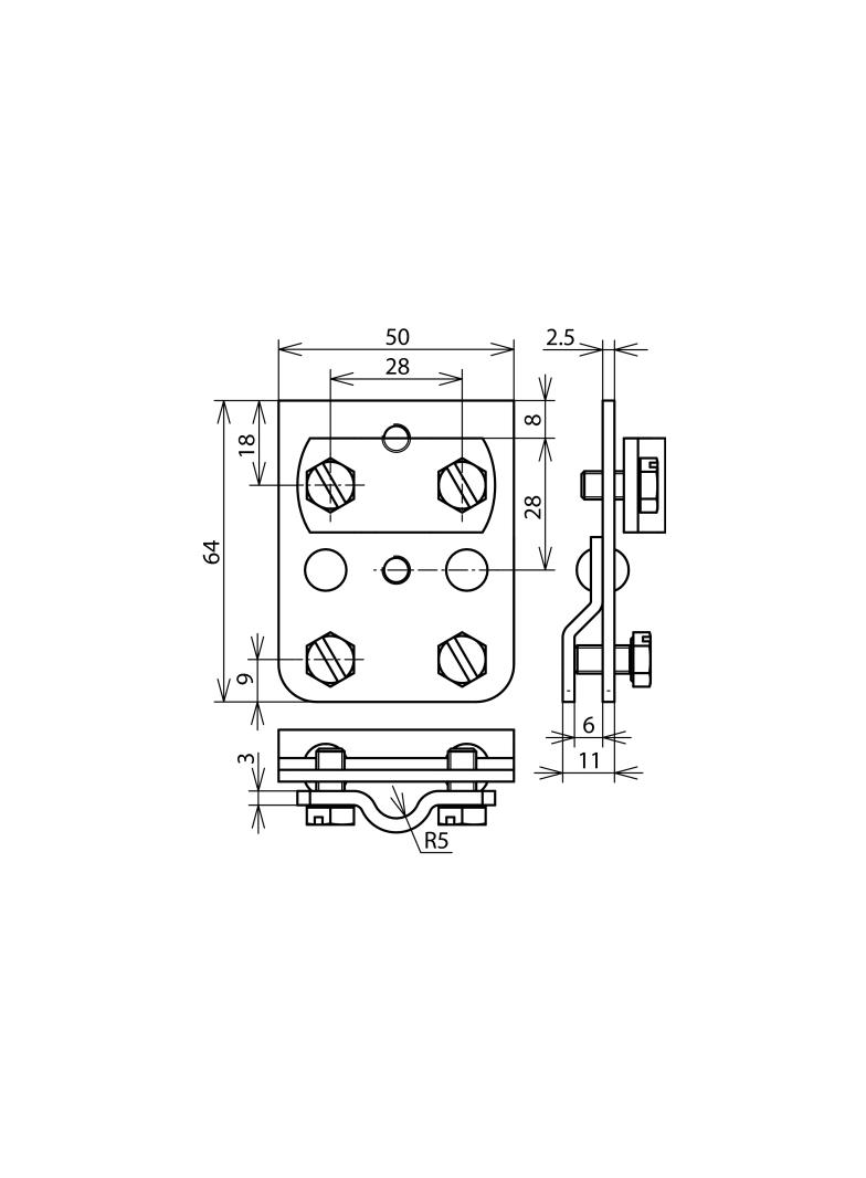 Zacisk krawędziowy zakres 0,7-5 mm, Cu