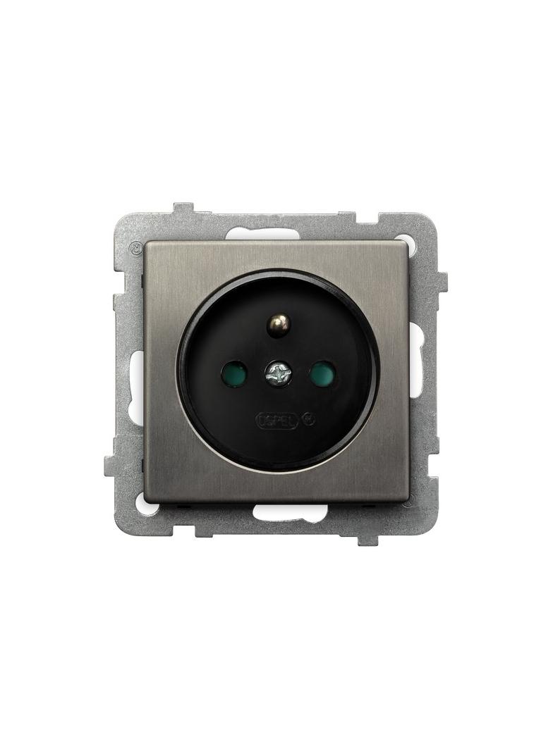 SONATA STAL INOX Gniazdo pojedyncze z uziemieniem z przesłonami torów prądowych kolor stal inox GP-1RMZP/m/37 OSPEL