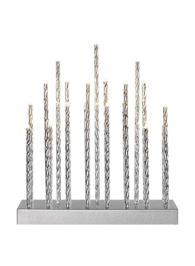 Świąteczny świecznik srebrny 19 LED 28 cm 3x AA ciepła biel IP20 timer DCAW02 EMOS