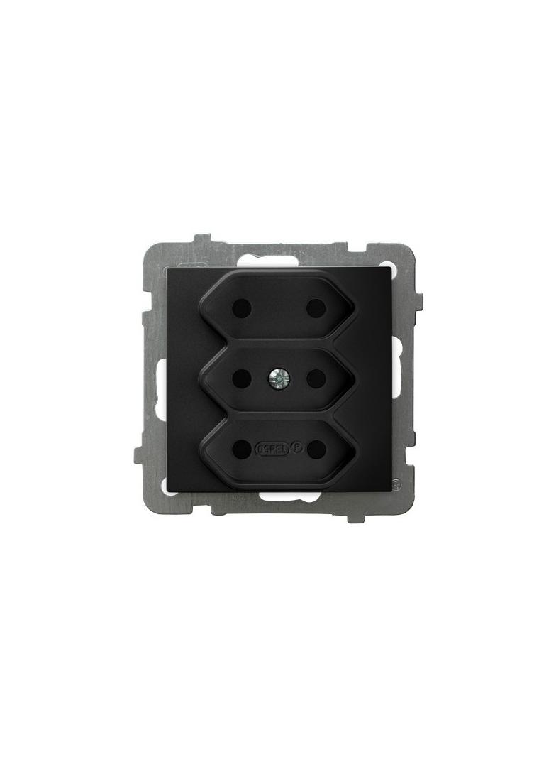 AS Gniazdo potrójne EURO - kolor czarny metalik