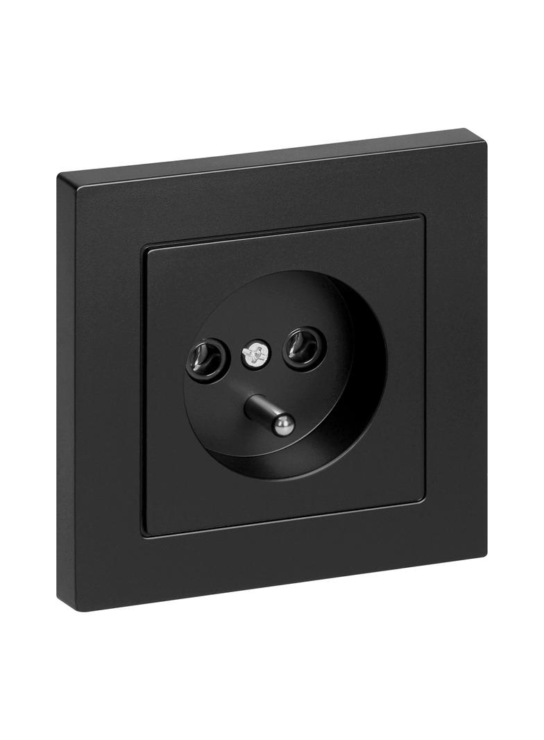 Gniazdo pojedyncze podtynkowe 2P+Z Malta, 16A, 250V, PT-16M, czarny mat FMS-105/B ORNO