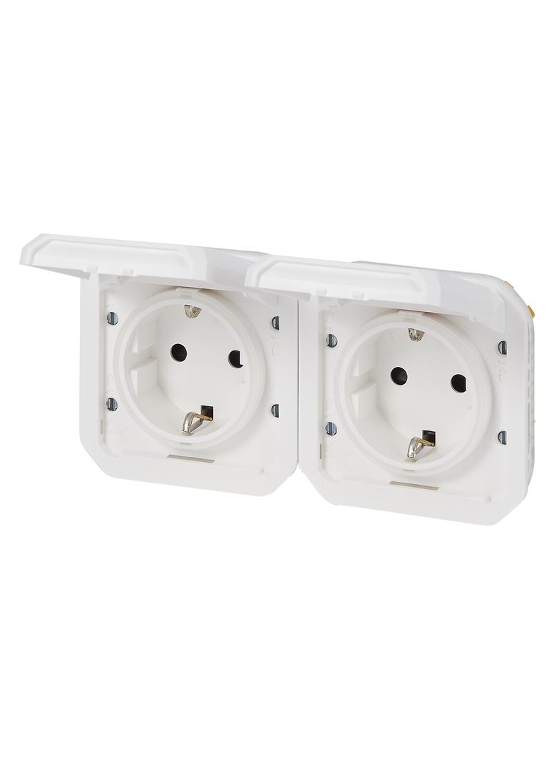 NOWE PLEXO - GNIAZDO SCHUKO 2X2P+Z POZIOME MECHANIZM 16A-250V BIAŁE 069675L LEGRAND
