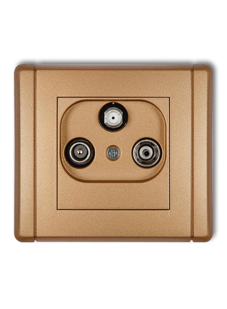 FLEXI Gniazdo abonenckie RTV-SAT końcowe 1,5dB złoty metalik