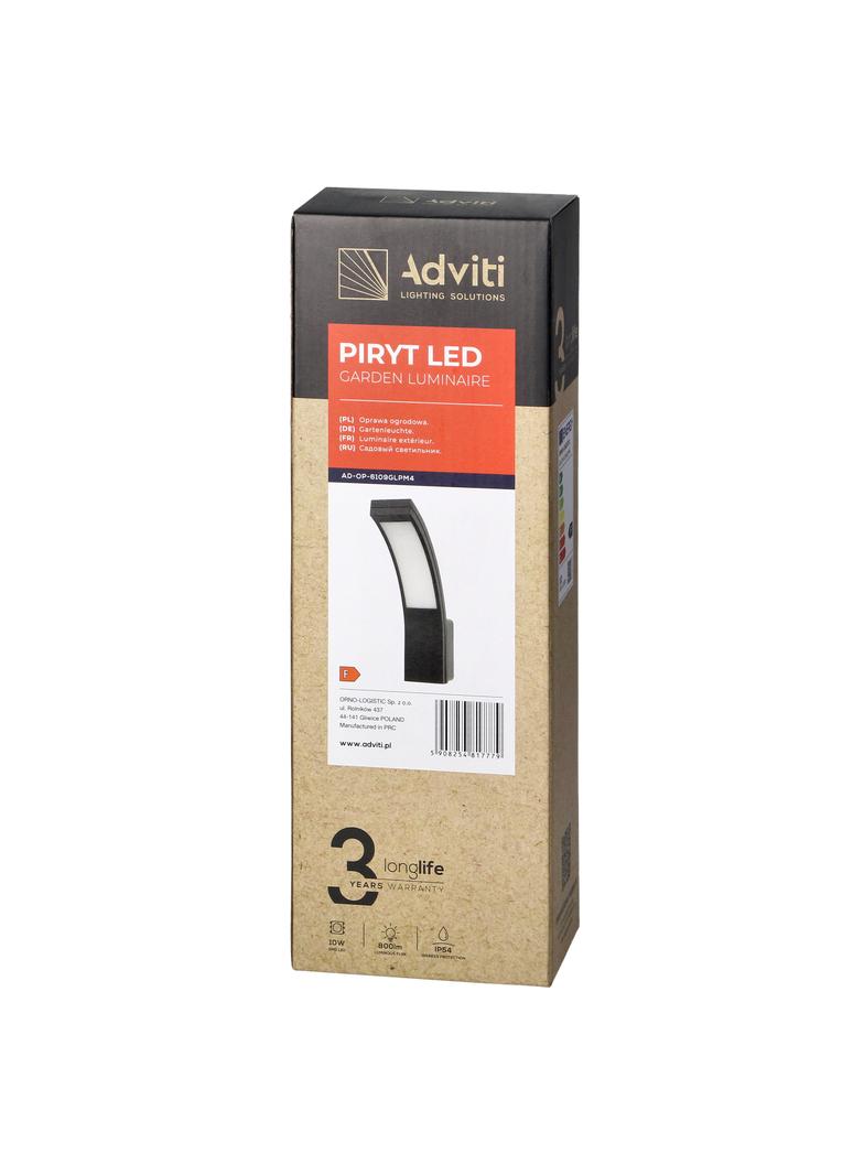 PIRYT LED 10W, oprawa ogrodowa 800lm, IP54, 4000K, szara AD-OP-6109GLPM4 ORNO
