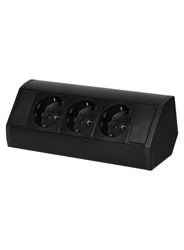 Gniazdo meblowe 3x2P+Z (Schuko), czarne